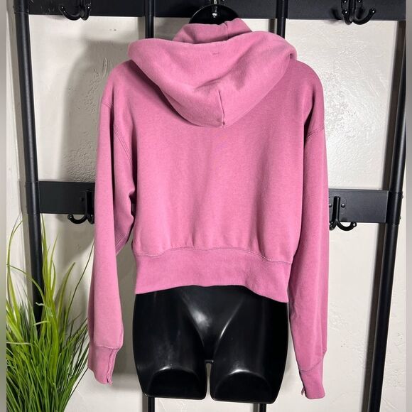 Abercrombie & Fitch cropped zip hoodie mauve Oversized Size Small - Picture 7 of 13